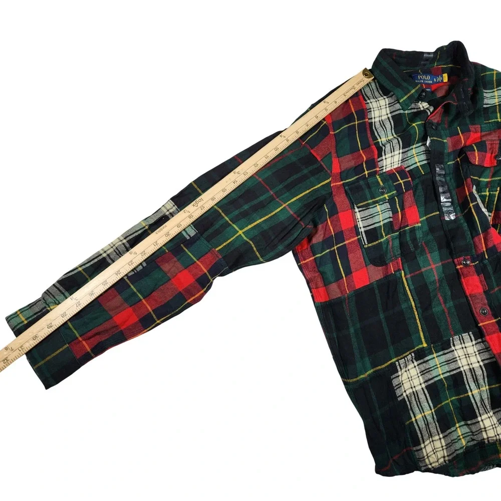 Polo Ralph Lauren Classic Fit Patchwork Plaid Flannel Shirt XL New‎